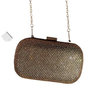 Cache Gold Rhinestone Crystal Black Purse New Event 24" Chain Hidden $118 NWT